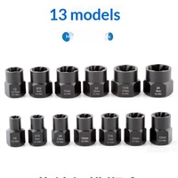 Extracteur de boulons/vis de pneu endommagés et rouillés, outil antidérapant pour douilles, gadget de démontage de vis, 13/14 pièces en chrome-molybdène