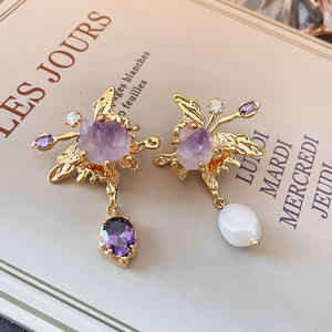 Women's Zircon Crystal <b>Butterfly</b> Asymmetric Freshwater Pearl Tassel Earrings <b>Light</b> Luxury High Grade Earrings - Product Image 3