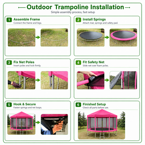 <span class=keywords><strong>Trampoline</strong></span> d'extérieur rose personnalisé avec logo, <span class=keywords><strong>8</strong></span>-15 pieds, avec <span class=keywords><strong>filet</strong></span> de sécurité et tente, capacité de charge de 550 kg, <span class=keywords><strong>trampoline</strong></span> de jardin - Product Image 4