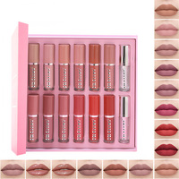 Fit Colors Coffret cadeau de 14 gloss à lèvres véganes, finis mat et nacré, anti-transfert, huile à lèvres changeante de couleur, rouge à lèvres liquide et base de rouge à lèvres