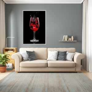 Printed <b>Canvas</b> Artwork: Modern Red Wine Splash Wall Decor,WHITE <b>FRAMED</b> <b>CANVAS</b> - Product Image 3