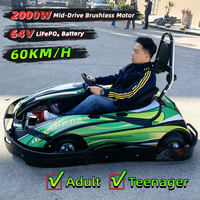 Kart électrique à dérive nouvelle génération pour adultes, 2000W, haute vitesse, pédales réglables, siège, volant