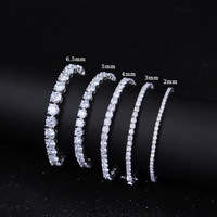 Bracelet Tennis Moissanite Prix le Plus Bas 2mm-6.5mm en Stock Argent 925 Homme Femme Hip Hop Collier Tennis VVS GRA