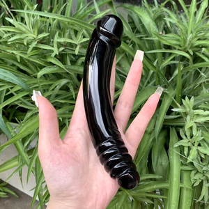 Bâton de massage en obsidienne noire naturelle, jouet sexuel, masturbateur, baguette yoni, 17,5 cm, 350 g, fait main, pour exercices de Kegel et massage thérapeutique - Product Image 6