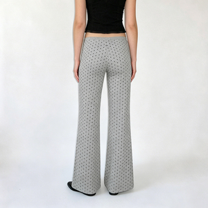 Casual Polka Dot Knit Pants for Women <b>Drawstring</b> Waist Loose Fit Comfy Lounge <b>Trousers</b> - Product Image 5