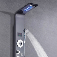 Panneau de douche thermostatique LED avec jets de pluie et cascade pour salle de bain