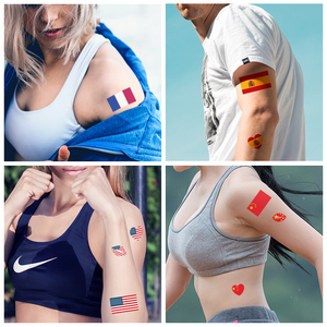 Autocollants de tatouage temporaires imperméables en forme de cœur, impression numérique, art corporel pour le bras, divers pays, design personnalisé - Product Image 1