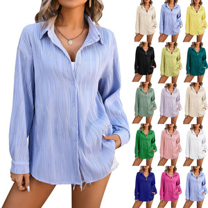 Blusa de Moda para Mujer, Estilo New Wave, Texturizada, Holgada, de Manga Larga y Color Sólido - Product Image 1