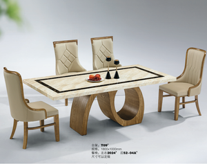 Meubles de taille d'appartement moderne, table à manger rectangulaire miniature, ensembles de tables à manger en marbre, tables en bois - Product Image 3