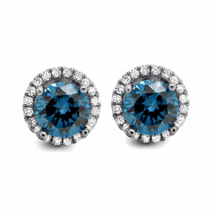 1.50Ct Certified Solitaire Real Natural Blue Diamond <b>Stud</b> <b>Earrings</b> with Round Brilliant Cut 14kt White Gold for Women Children - Product Image 2