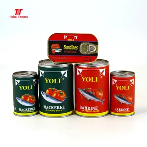 Canned Fish Canned Fresh Mackerel In Tomato Sauce/ Brine 3-5 Pecs Per Tin 425g