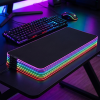 Alfombrillas de Ratón RGB para Juegos, Personalizadas, con 14 Luces, de Goma, Alfombrilla de Escritorio LED, Tapis de Souris, Mousepads RGB