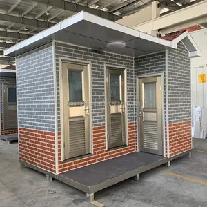 10m2 Prefabrikasi Kamar Mandi Luar Ruangan Umum Kecil rumah Prefab Portabel Toilet Dengan Shower fungsi