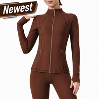 Envío Gratis desde Almacén en EE. UU. Top de Yoga de Manga Larga sin Costuras para Mujer, Nailon y Spandex, Secado Rápido, Ropa Deportiva Activa, 220g