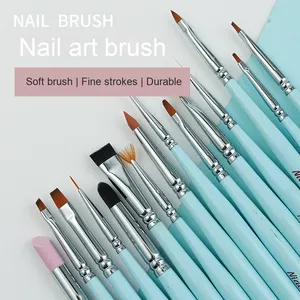 Pinceau à ongles multifonctionnel en nylon à poils plats, manche en plastique, pour nail art, liner, manucure, salon, gel, peinture d'ongles - Product Image 3