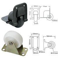 Roues silencieuses directionnelles universelles en caoutchouc synthétique de taille moyenne résistantes à l'usure de 3,4,5 pouces Roulettes de boîte à outils de boîte à outils de vol