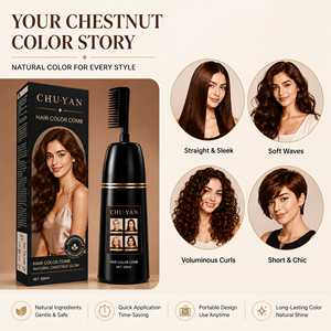 Tinte Permanente para el Cabello Negro Oscuro con Cepillo Integrado, Ingredientes Orgánicos, Suministro Directo, Cobertura para Cabello Gris - Product Image 1