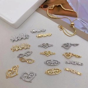 18k Brillant Plaqué Or <span class=keywords><strong>Micro</strong></span> Pave Amour mot Lettres Charmes Alphabet Charmes lettre Mot Bijoux - Product Image 4