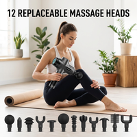 Pistolet de massage fascia 60W, moteur sans balais 3500 tr/min, 12 têtes interchangeables, 12 niveaux d'intensité, relaxation des tissus profonds