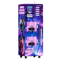 OuYuan Machine de nettoyage de casques intelligente en libre-service avec désinfection UVC, séchage par atomisation, double compartiment et options de paiement multiples