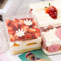Contenants Carrés en Plastique Transparent à Logo Personnalisé, Boîtes à Mousse, Tiramisu, Pudding, Cube en Acrylique pour Desserts Alimentaires