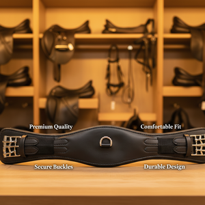 Cinghia per Sella da Dressage in Pelle Microfibra Nera Marrone, Imbottitura Morbida e Resistente con Fibbie a Rullo - Product Image 1