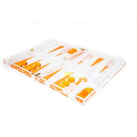 Jeu de société de Backgammon en acrylique Orange, puces de Backgammon de luxe, ensemble de jeu en Lucite transparent avec dés pour le jeu en famille