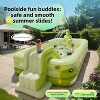 Piscine gonflable géante Da Niu pour enfants avec toboggan bleu/vert transparent, pour usage intérieur/extérieur, design pliable, vente en gros