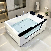 Bañera de Hidromasaje Acrílica de 2 Lados con 9 Jets de Hidromasaje y Luz de Color, Forma Izquierda o Derecha, 170 cm, Directo de Fábrica, con Certificación CE, para Hogar u Hotel