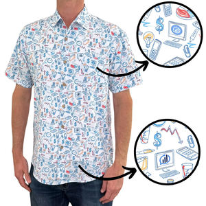 Diseño gratuito Impresión completa Verano 4 vías Tela elástica Manga corta Hombres Botón Abajo Collar Camisa hawaiana Camisas de playa tropical - Product Image 2