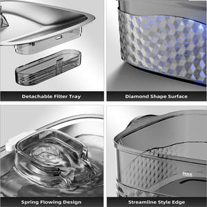 Bebedero para mascotas de acero inoxidable SHT703, rectangular, 30x27x17cm, desmontable, para perros y gatos - Product Image 5