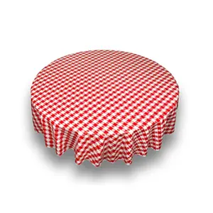 Large Round Table Cloth Red Checkered Table Cover Wedding Plastic Tablecloth