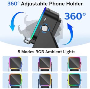 <span class=keywords><strong>Haut</strong></span>-<span class=keywords><strong>parleur</strong></span> sans fil 5-en-1 avec lumière ambiante RVB et support de téléphone à 360 degrés - <span class=keywords><strong>Haut</strong></span>-<span class=keywords><strong>parleur</strong></span> portable pour <span class=keywords><strong>iPhone</strong></span> Android - Product Image 4