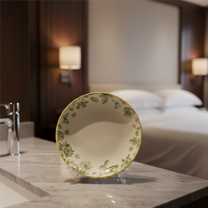 <span class=keywords><strong>Service</strong></span> de vaisselle en céramique classique 24 pièces, élégant, avec motifs de feuilles en relief, assiettes et bols, imprimé floral botanique <span class=keywords><strong>vert</strong></span> - Product Image 6