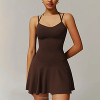 Ensemble de mini-jupe de sport pour femmes avec logo personnalisé, séchage rapide, bretelles réglables, entraînement, fitness, yoga, tennis