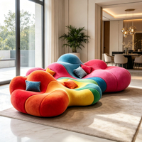 Canapé Bouclé Dégradé Arc-en-ciel Forme Nuage Ondulé Biologique, Canapé de Loisirs Artistique, Meuble Tendance Moderne pour Salon et Villa