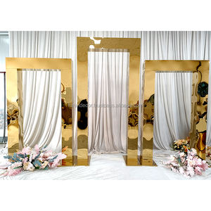 Furun Customizable Stainless Steel and Gold Metal Arch <b>Backdrop</b> <b>Stand</b> Stage Mirror Frame for Wedding Party Event Decoration - Product Image 1