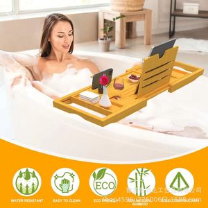 Bamboo Bathtub Shelf Extendable Foldable <b>Storage</b> Tray For Bathroom <b>Bath</b> Time Use - Product Image 5