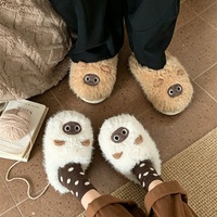 XIXITIAO Pantoufles unisexes en fourrure de chat siamois, design animal mignon, chaudes pour l'hiver, semelle souple en EVA, pantoufles d'intérieur en peluche pour couple