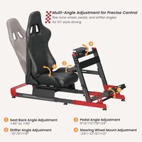 Cockpit de simulateur de course entièrement réglable LRS12-BS02 avec siège, support de levier de vitesses, volant de jeu, simulateur de conduite pour Logitech G920