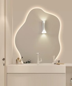 Hiện đại không đối xứng không đều dẫn tường gương cảm ứng chuyển đổi chống sương mù Dimmable Bạc khung salon phòng khách lối vào <span class=keywords><strong>Vanity</strong></span> - Product Image 4