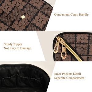 Hawaiian Custom Brown Quilted Floral Beauty Makeup Pouch Stylish Hand Travel Portable Lipstick <b>Storage</b> Cosmetic Bag for Women - Product Image 4