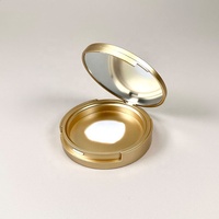 LZ Pack Stock 59mm Pan Round Matte Gold Compact Powder Container Custom Logo Compact Powder Case With Mirror