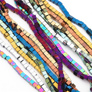 Nhiều màu Cube hematite hạt đá tự nhiên vuông Spacer Loose hạt đối với trang sức vòng đeo tay làm DIY phụ kiện bán buôn - Product Image 3