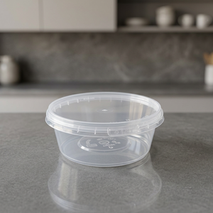 Contenant rond en polypropylène vierge avec système de sécurité, capacité 300 ml, gamme de contenants avec système de sécurité - Moulage par injection en gros pour traiteur, plats à emporter et - Product Image 3