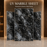 Panneau mural en PVC haute brillance MORLENX, texture de pierre de cristal noir, feuille de marbre UV, pour projet d'aménagement intérieur d'hôtel de luxe
