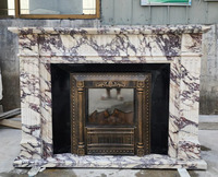 Cheminée en marbre naturel violet de Carrara personnalisée autoportante classique en pierre naturelle pour la décoration intérieure