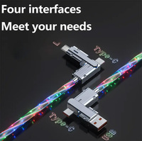 4 en 1 Starlight Fashionable 100W 27W PD Super Fast Charging Cable USB Type C Charging Cord Mobile Phones LED USB Data Cable
