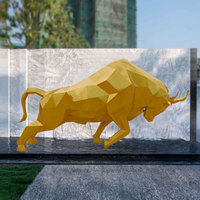 Sculptures d'animaux ruraux en acier inoxydable poli, géométriques, pour l'extérieur, sculpture de vache, prix de gros usine