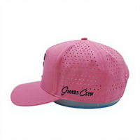 Custom 5 Panel Khaki PVC Rubber Woven Patch Logo Perforated Laser Cutting Hole Baseball Hat Waterproof Snapback Sport Golf Cap